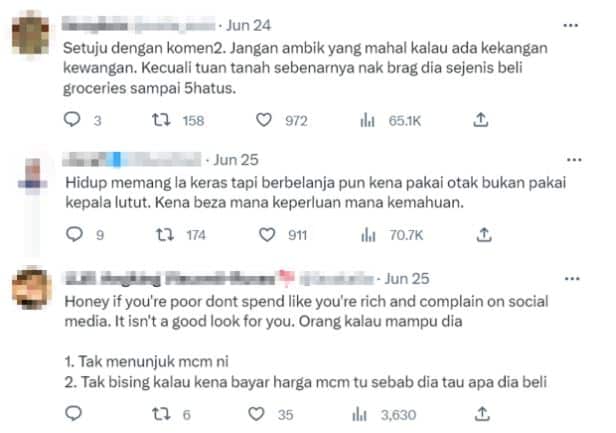 Wanita tunjuk resit beli barang nak dapatkan simpati, tapi kena kecam pula. Tengoklah apa yang dibeli tu..