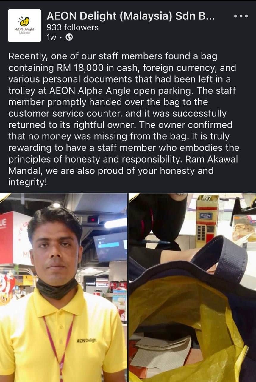 Susah sekarang nak jumpa, pemuda 'rare' pulangkan RM18K yang dijumpai dalam troli pasaraya, wajib dapat anugerah.