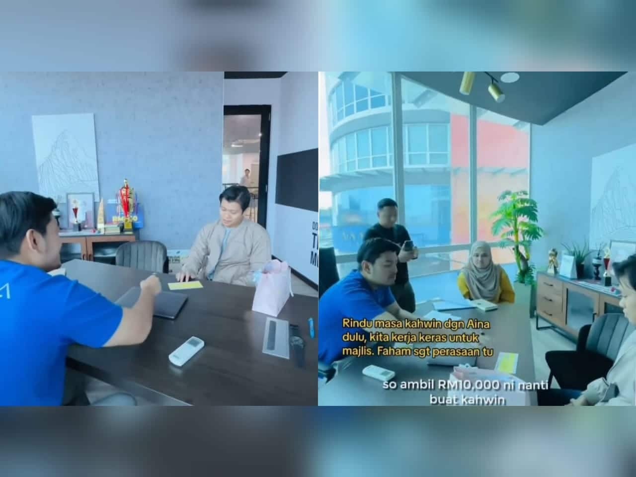 Bagus dapat bos macam ni, siap belanja staf RM10,000 suruh kahwin. Personaliti media sosial dan usahawan, Hafiz Mahamad yang terkenal dengan sikap murah hati, tampil membuat kejutan kepada salah seorang kakitangannya.Hafiz menerusi perkongsiannya di Instagram berkata, dia memahami cabaran seorang lelaki dalam usaha untuk menghalalkan wanita yang disayangi kerana pernah melaluinya suatu ketika dahulu.