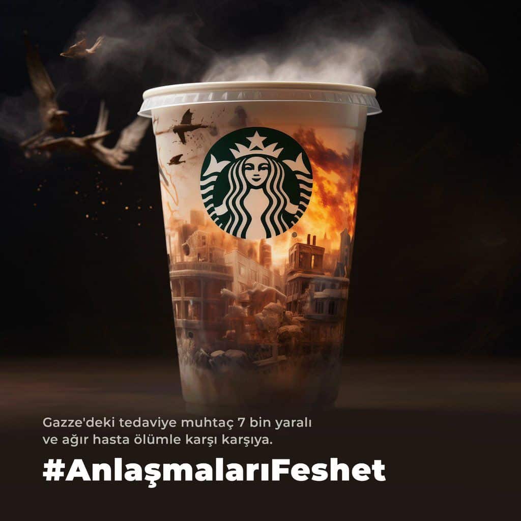 Dahsyat grafik kempen boikot di Turki ini, rupanya Starbucks terang-terang sokong pengganas dunia