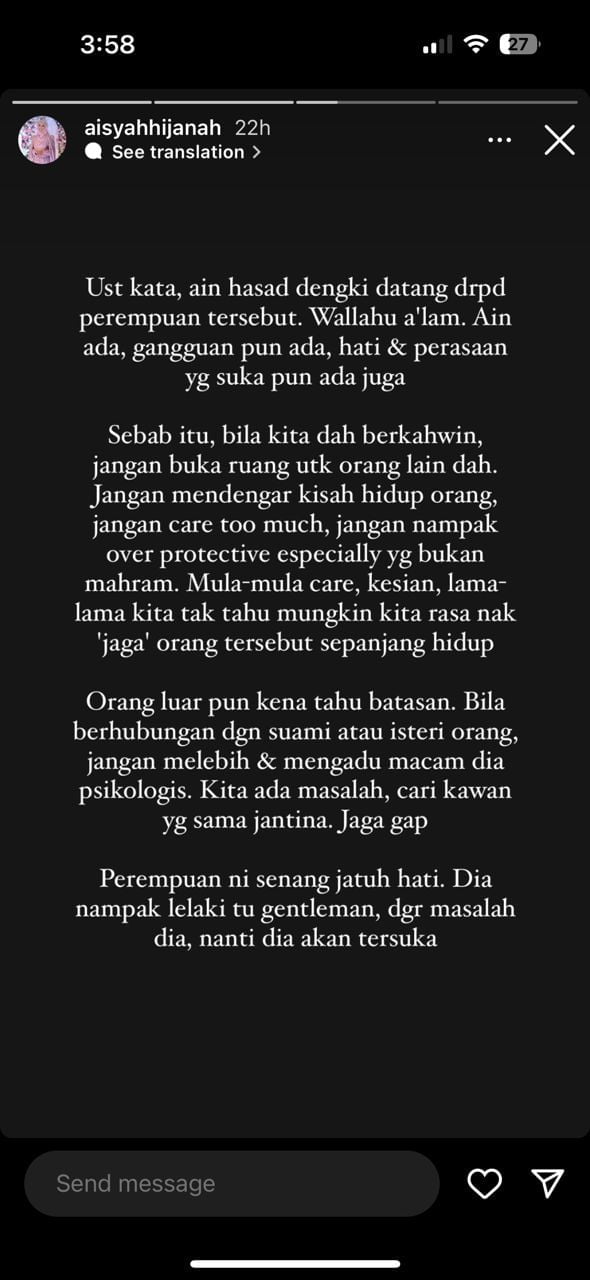 Didakwa diganggu 'staff' sendiri, Aisyah dedah Alif Teega terkena penyakit ain