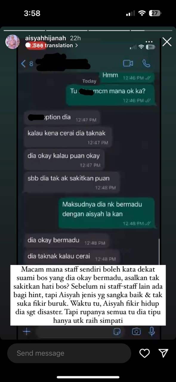 Didakwa diganggu 'staff' sendiri, Aisyah dedah Alif Teega terkena penyakit ain