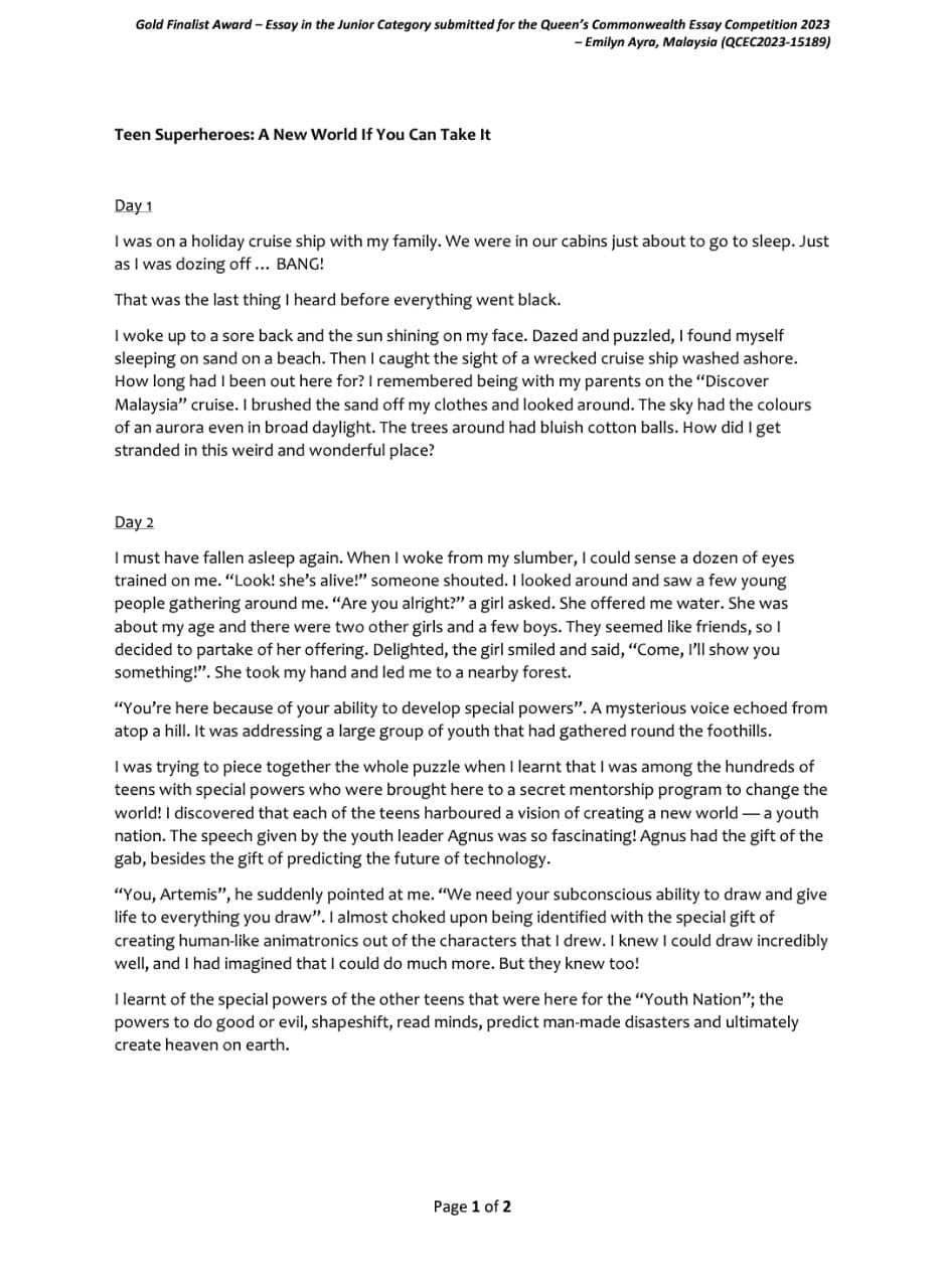 Emilyn Ayra Khairul Hisham kalahkan hampir 35,000 peserta, murid Malaysia menang peraduan menulis tertua di dunia