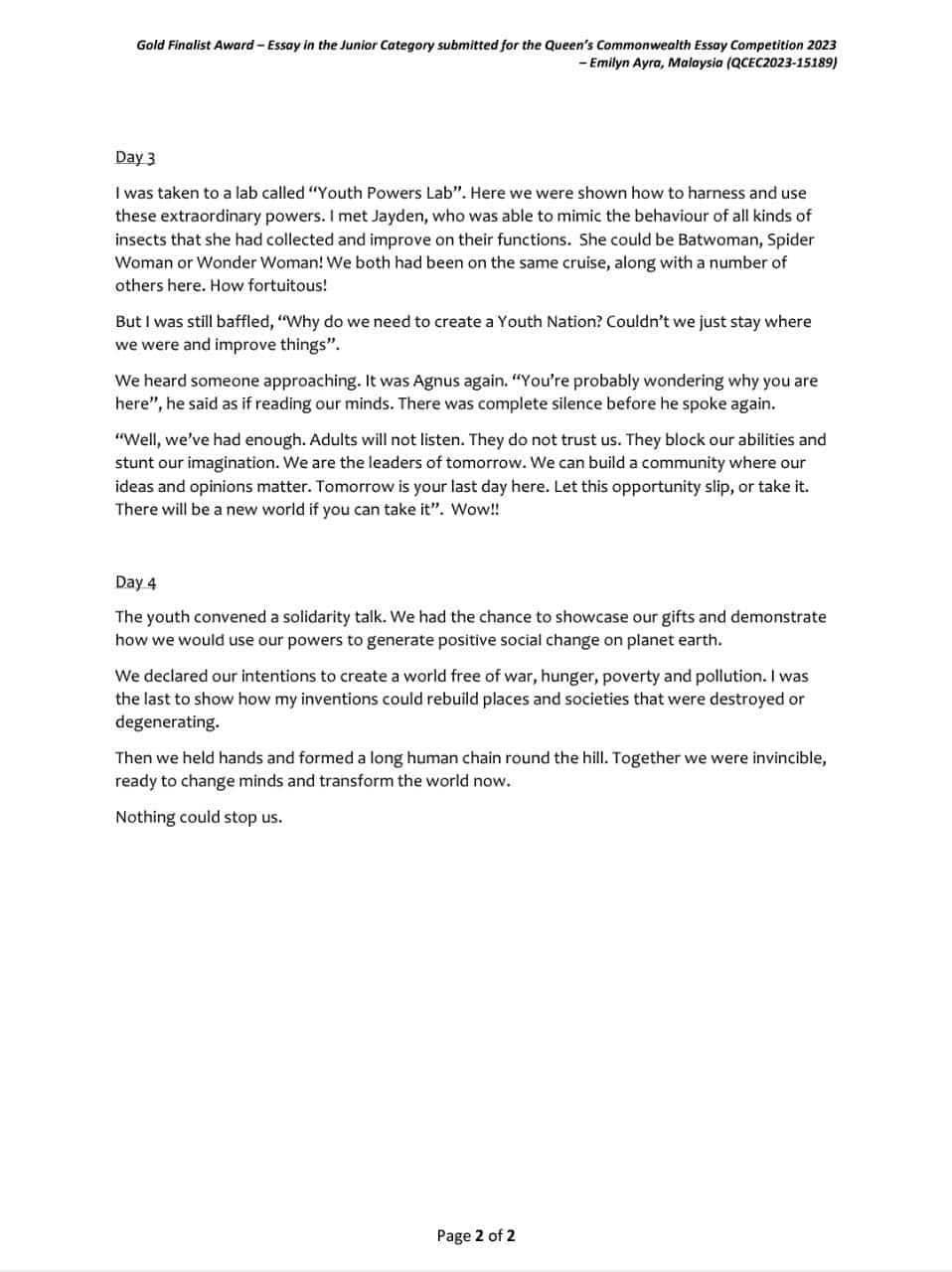 Emilyn Ayra Khairul Hisham kalahkan hampir 35,000 peserta, murid Malaysia menang peraduan menulis tertua di dunia