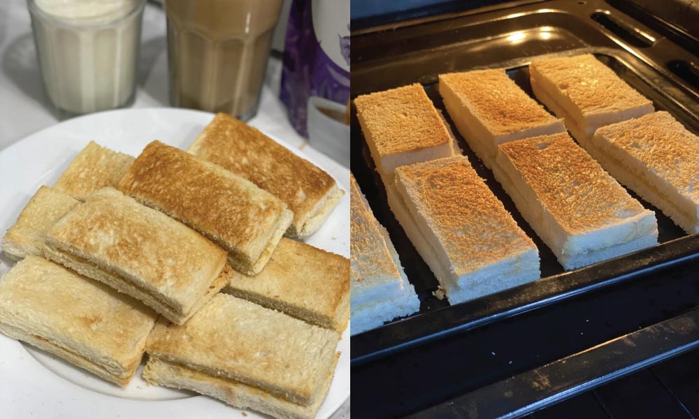 Garing dan sedap! Individu kongsi resepi roti bakar ala kopitiam, sesuai buat minum petang