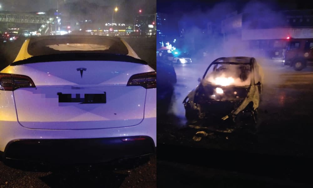 Kereta Tesla Sedang Parking Terbakar, Belum Sebulan Pejabat Di Malaysia ...