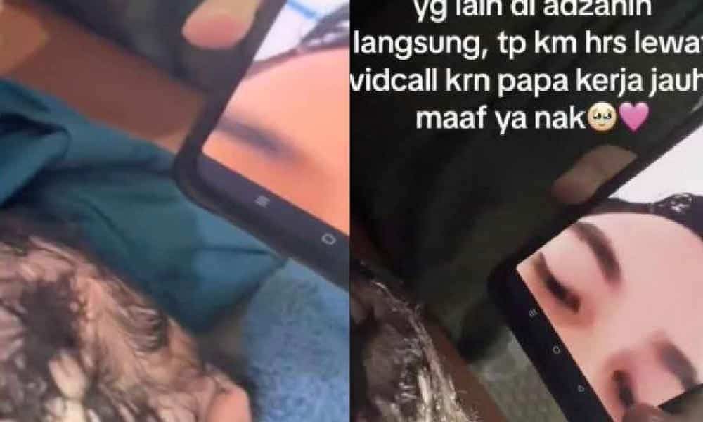 Azankan anak guna panggilan video, sebak bapa ini tak dapat dukung anak