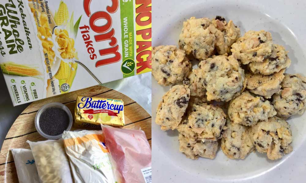 Ikut selera anak-anak, Ibu kongsi resepi Biskut Cornflakes Crunchy Chocolate Chips -Tak cukup satu balang!