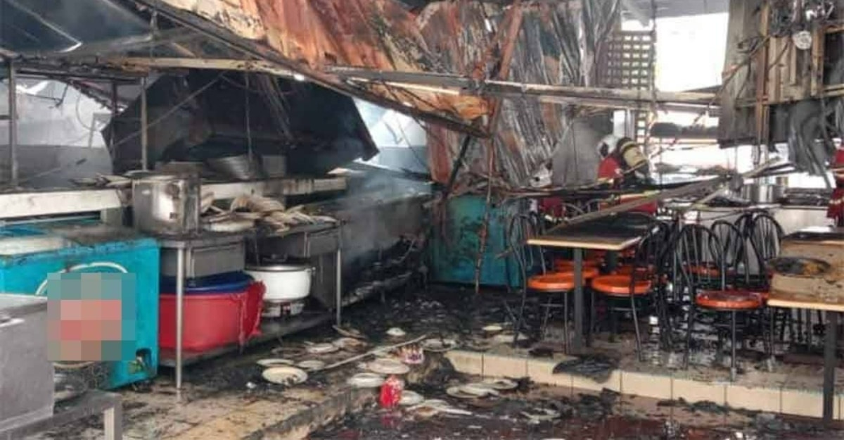 Kedai nasi kandar terbakar, pekerja melecur 80% & pelanggan sempat larikan diri