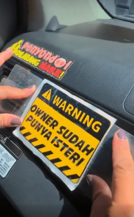 "Warning: Owner Sudah Punya Isteri" - Sakan isteri ini tampal pelekat amaran kepada penyondol 