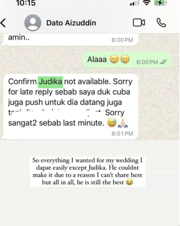 Majlis berjalan lancar tapi Afifah Nasir kecewa dengan Judika? Rupanya ini sebabnya