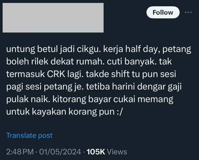 Siap bangkit masa kerja separuh hari ada yang iri hati dengan kenaikan gaji penjawat awam