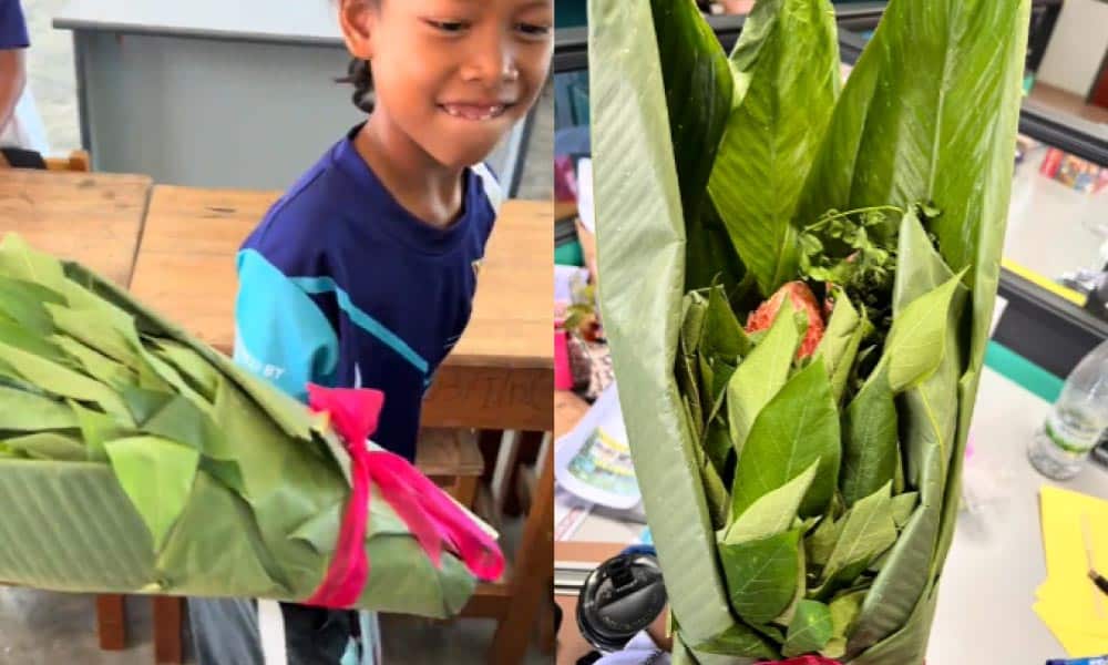 Untung cikgu dia Murid bagi jambangan ulam ulaman raih perhatian warga maya