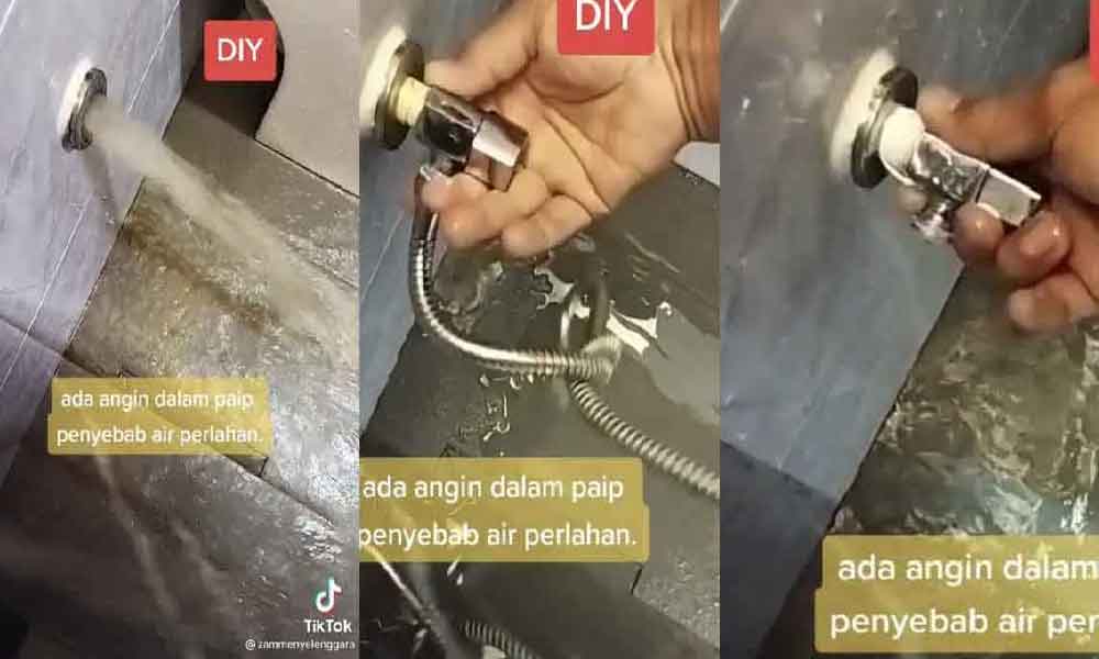 Cara DIY paip air perlahan akibat tersumbat angin, tak payah upah tukang