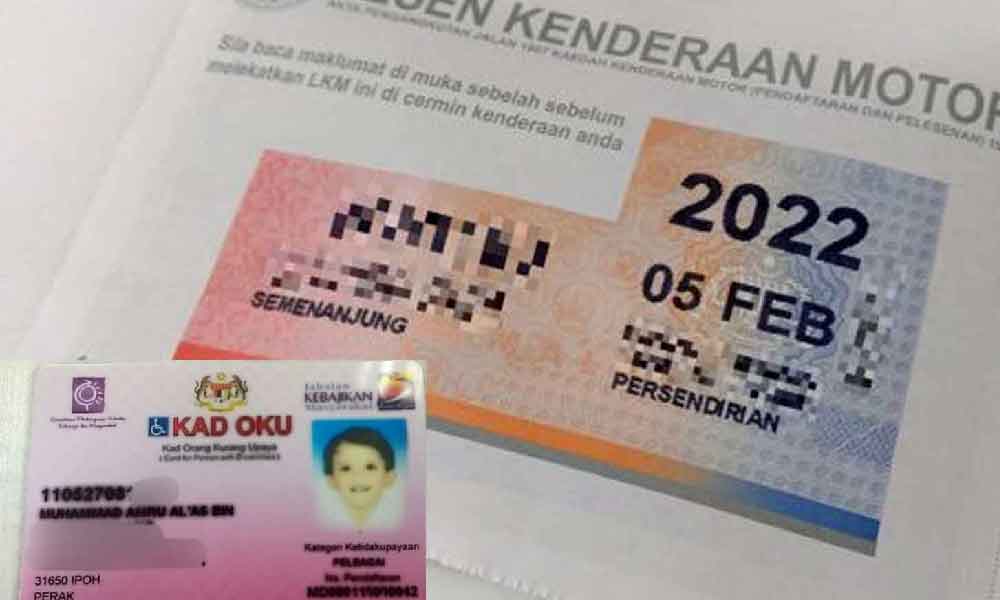 Baru tahu rupanya ibu bapa ada anak OKU boleh dapat road tax free! Ini caranya