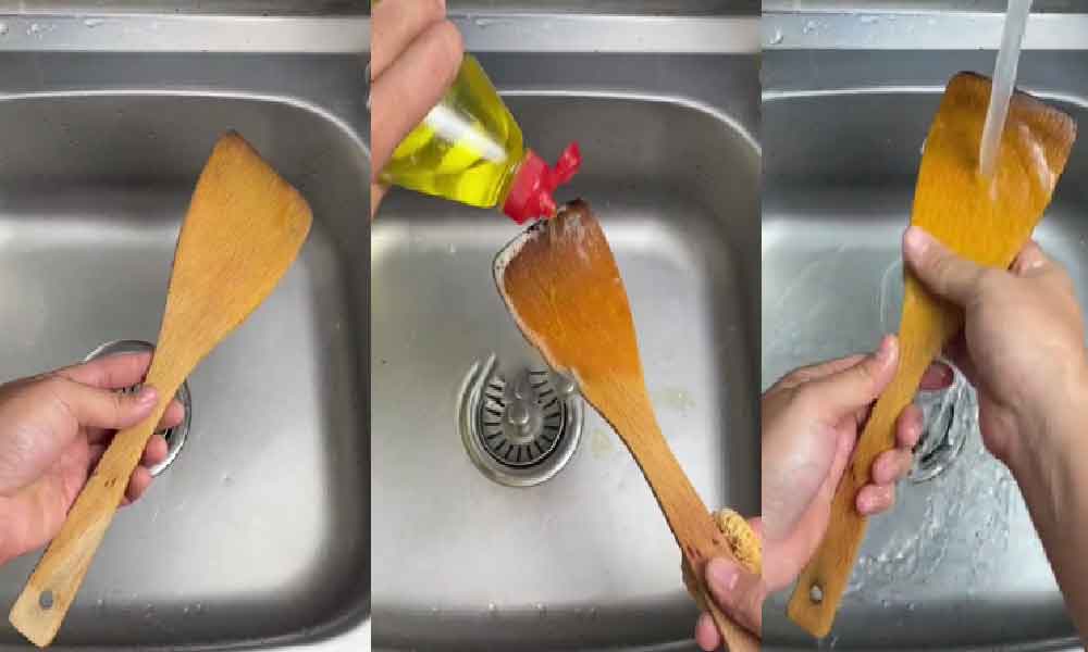 Ingat basuh guna sabun dah bersih, ini cara betul basuh senduk kayu