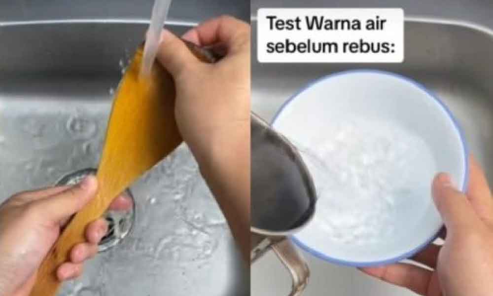 Ingat guna sabun dah bersih, rupanya banyak lagi sisa celah senduk kayu, ini cara mujarab keluarkan semua kotoran