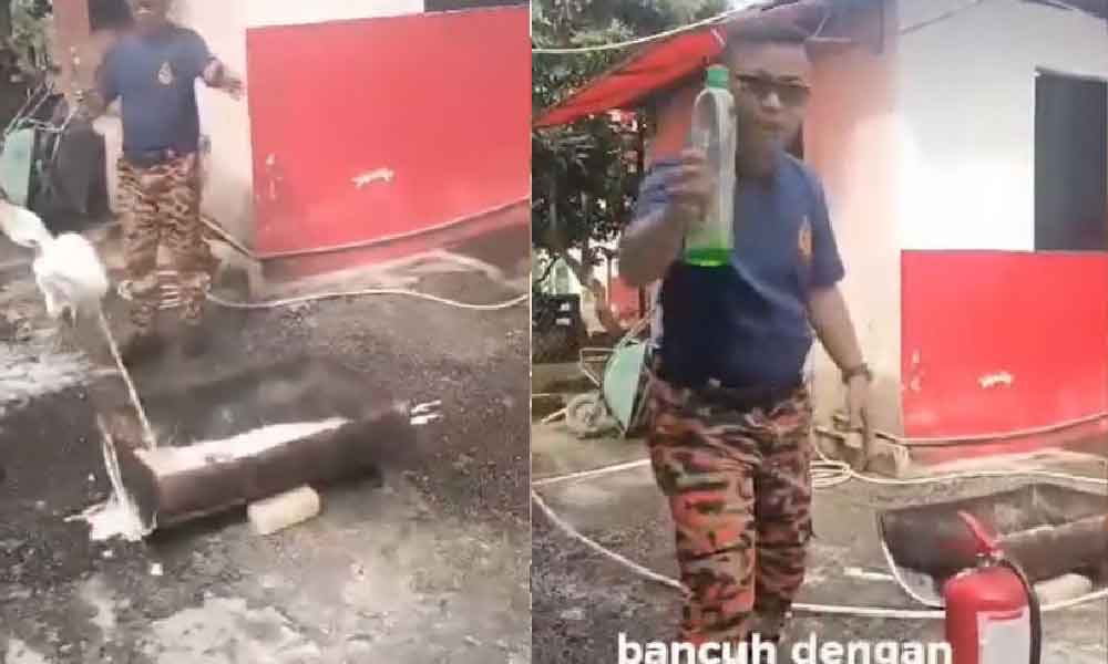 2 kali simbah terus padam, abang bomba dedah bahan dari dapur mampu padam kebakaran