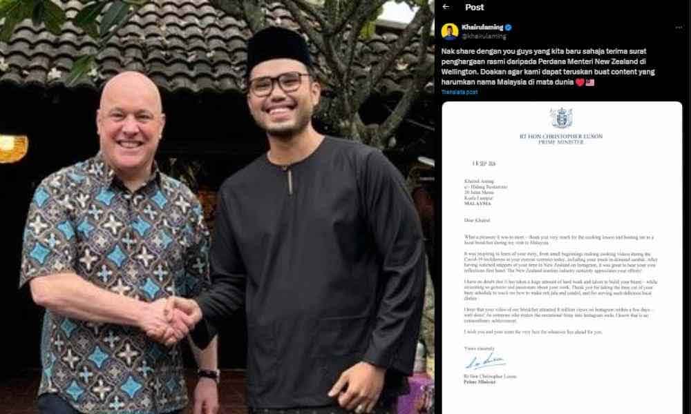 Selepas sarapan bersama, Khairul Aming dapat surat penghargaan rasmi daripada PM New Zealand