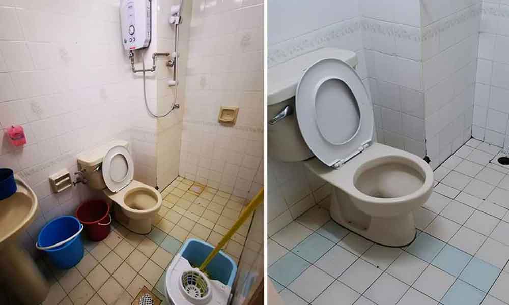 Lantai bilik air jadi bersih dan berkilat, ‘deep cleaning’ yang betul