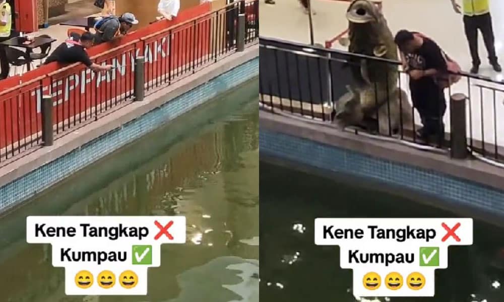 Geram tak tahan tengok saiz ikan, lelaki selamba memancing dalam pusat beli belah The Mines tapi 'kumpau'
