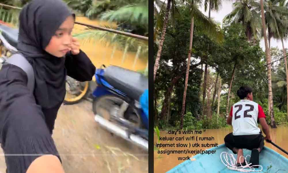 Usaha gigih adik bantu kakak redah banjir naik sampan cari wifi hantar assignment undang pujian