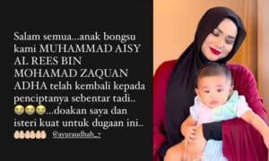 'Doakan kami kuat' Anak bongsu Zaquan Adha dan Ayu Raudhah meninggal dunia